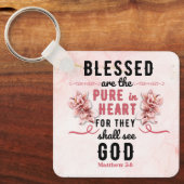 Retro Matthew 5:8 Calla Lilien Wasserfarbe Schlüsselanhänger (Vorderseite)