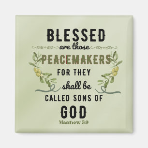 Retro Matthew 5:9 Olive Branch Watercolor Magnet