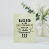 Retro Matthew 5:9 Olive Branch Watercolor Postkarte (Stehend Vorderseite)