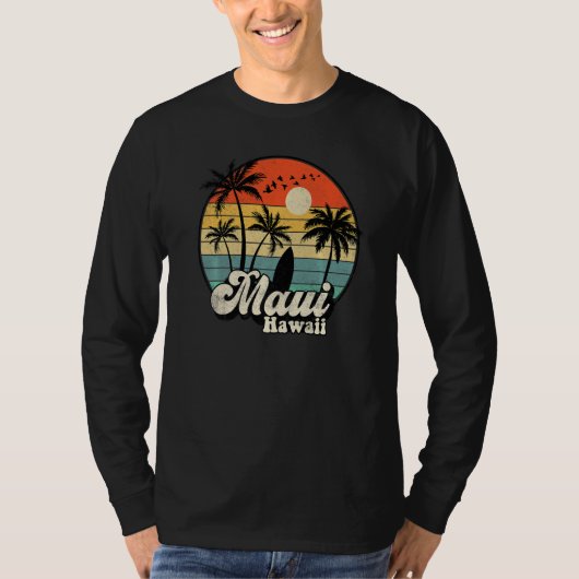 Retro Maui Hawaii Hawaiian Vacation Beach Surfing  T-Shirt (Vorderseite)