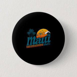 Retro Maui Hawaii Hawaiianische Insel Palmenstrand Button