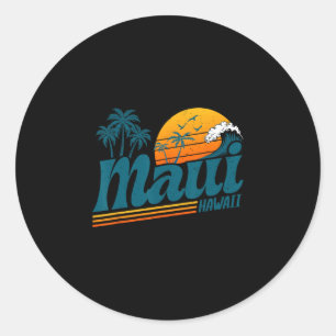 Retro Maui Hawaii Hawaiianische Insel Palmenstrand Runder Aufkleber