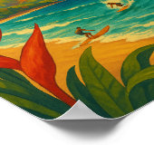 Retro Maui Hawaii Surfer Paradise Poster (Ecke)