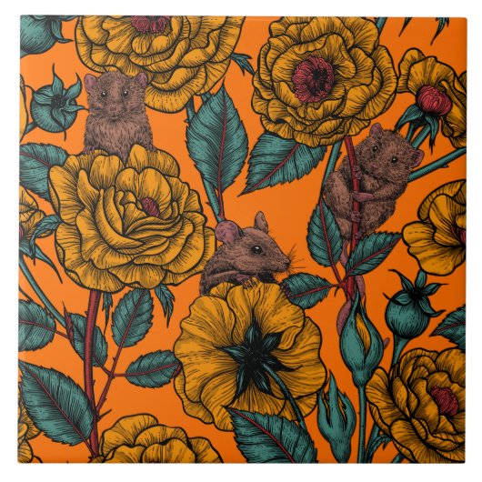 Retro-Mäuse-Party Fliese (Vorderseite)