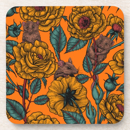 Retro-Mäuse-Party Getränkeuntersetzer (Vorderseite)