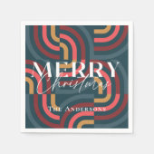 Retro Maximalist Geometric Aquamarin Christmas Serviette (Vorderseite)