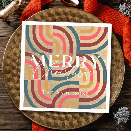 Retro Maximalist Geometric Gold Weihnachten Serviette