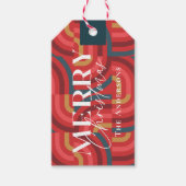 Retro Maximalist Geometric Red Christmas Geschenkanhänger (Vorderseite)