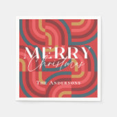 Retro Maximalist Geometric Red Christmas Serviette (Vorderseite)