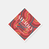 Retro Maximalist Geometric Red Christmas Serviette (Ecke)