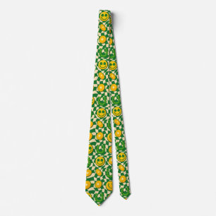 Retro-Maximalist-Schachbrett St. Patrick's Day Krawatte