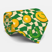 Retro-Maximalist-Schachbrett St. Patrick's Day Krawatte (Gerollt)