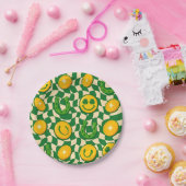 Retro-Maximalist-Schachbrett St. Patrick's Day  Pappteller (Party)
