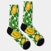 Retro-Maximalist-Schachbrett St. Patrick's Day  Socken (Rechts)
