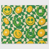 Retro-Maximalist-Schachbrettmuster zum St. Patrick Geschenkpapier (Flach)