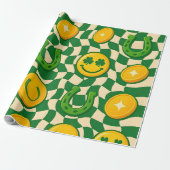 Retro-Maximalist-Schachbrettmuster zum St. Patrick Geschenkpapier (Ungerollt)