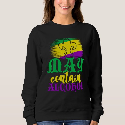 Retro May enthält Alkohol Funny Festival Mardi Gra Sweatshirt (Vorderseite)