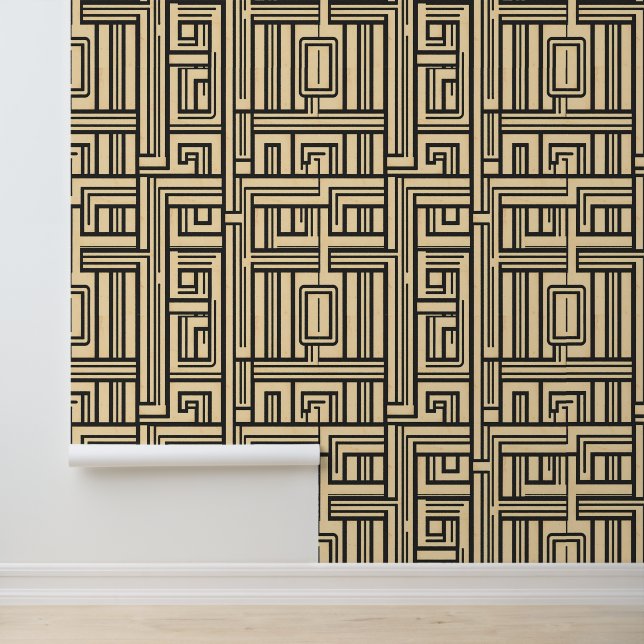 Retro Maze: Art Deco Geometrisches Muster Tapete (Anwendung)