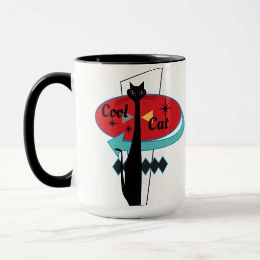 Retro MCM-Atomära-cooles Katzen-Zeichen Tasse (Links)