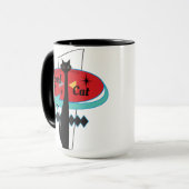 Retro MCM-Atomära-cooles Katzen-Zeichen Tasse (Vorderseite Links)