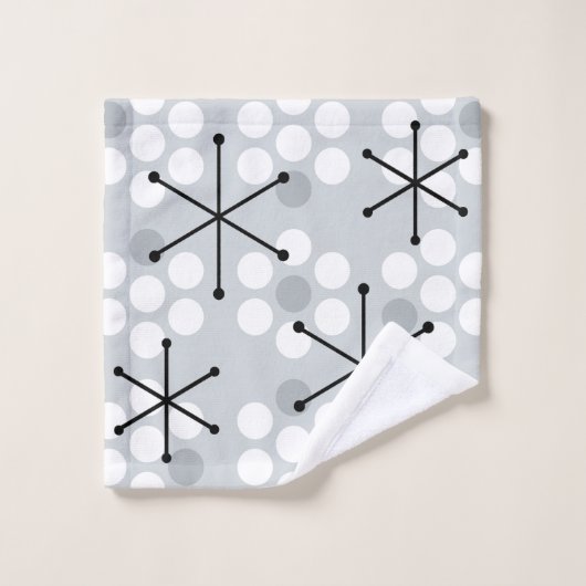 Retro MCM Dots Silver Badhandtuch Set (Waschlappen)