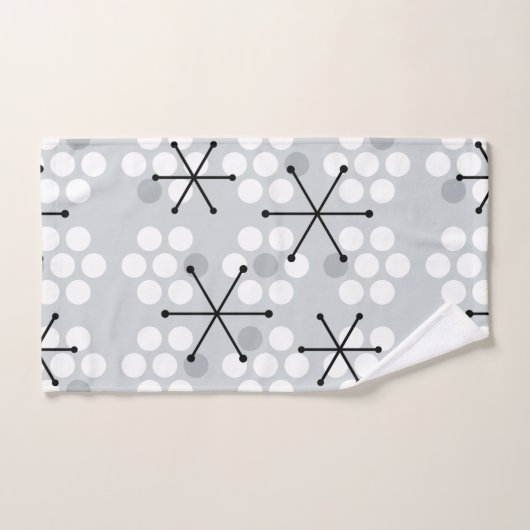 Retro MCM Dots Silver Badhandtuch Set (Handtuch)