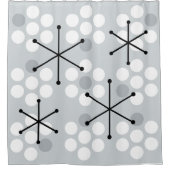 Retro MCM Dots Silver Duschvorhang (Vorderseite)