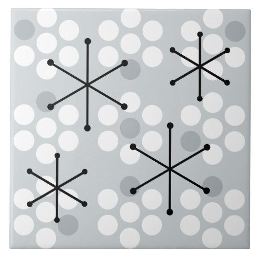 Retro MCM Dots Silver Fliese (Vorderseite)