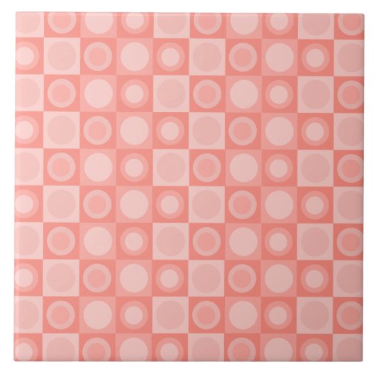 Retro MCM Geometrisches Muster Lachs rosa Fliese (Vorderseite)