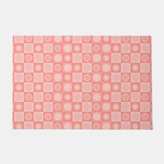 Retro MCM Geometrisches Muster Lachs rosa Fußmatte (Vorderseite)