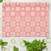 Retro MCM Geometrisches Muster Lachs rosa Geschirrtuch (Gefaltet)