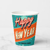 Retro MCM glücklich Neues Jahr Pappbecher (Vorderseite)