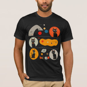 Retro MCM Schwarze Katze: Kosmische abstrakte Graf T-Shirt