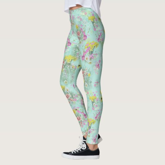 Retro Meadow Classic-Blume Leggings (Links)