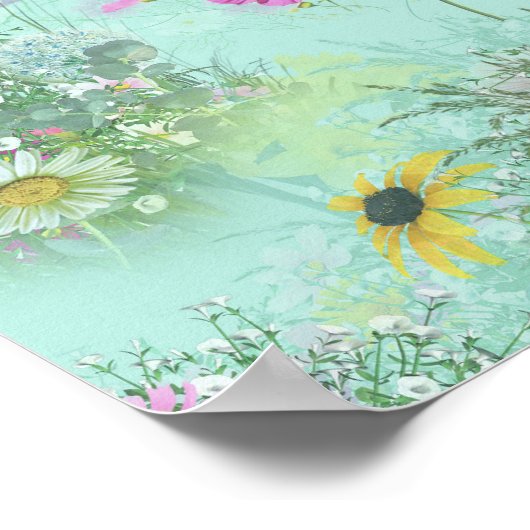 Retro Meadow Classic-Blume Poster (Ecke)