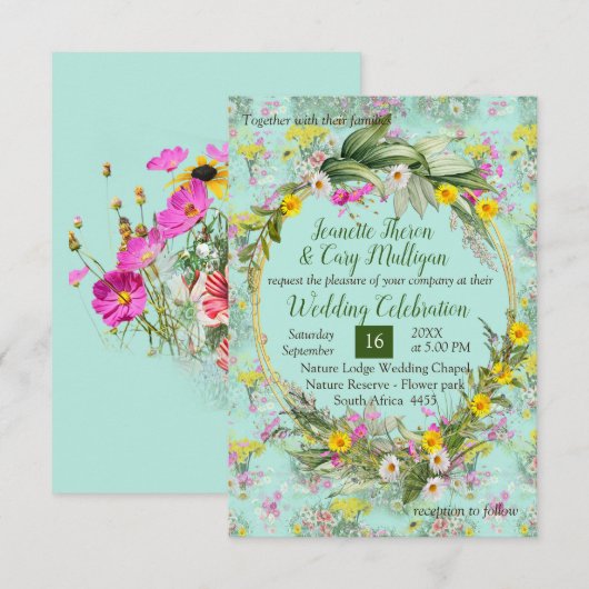 Retro Meadow Classic-Blume RSVP Karte (Vorne/Hinten)