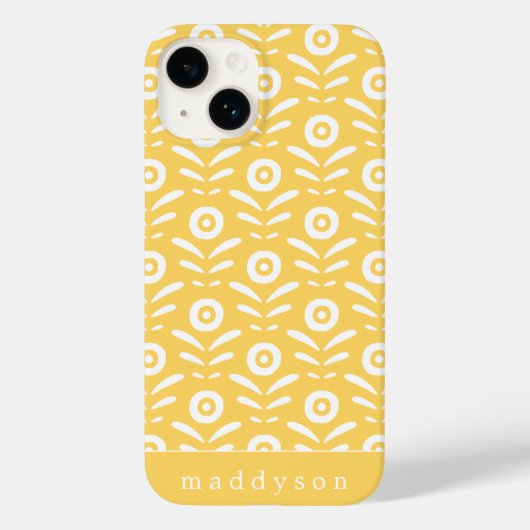 Retro Meadow Yellow Floral Pattern Personalisiert Case-Mate iPhone Hülle (Rückseite)