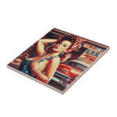 Retro Mechanic Girl Fliese (Seite)