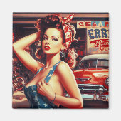 Retro Mechanic Girl Magnet (Vorne)