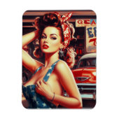 Retro Mechanic Girl Magnet (Vertikal)