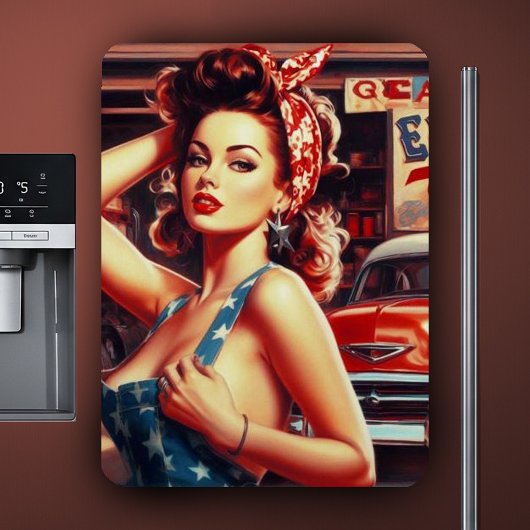 Retro Mechanic Girl Magnet