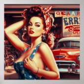 Retro Mechanic Girl Poster (Vorne)