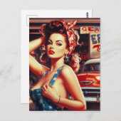 Retro Mechanic Girl Postkarte (Vorne/Hinten)