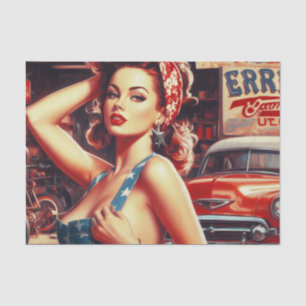 Retro Mechanic Girl Seidenpapier