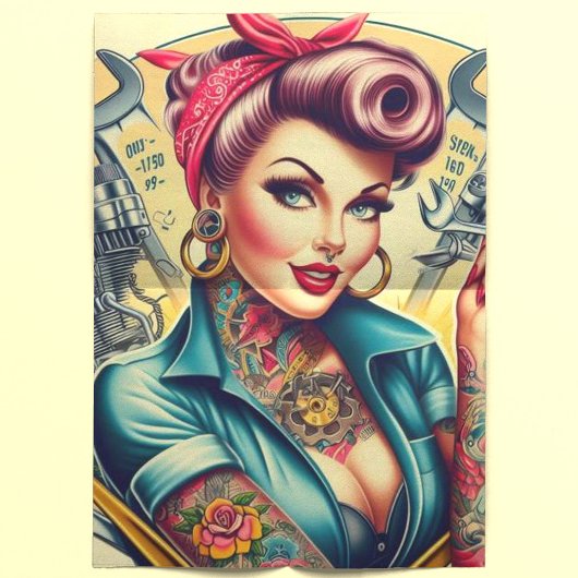 Retro Mechanic Girl Seidenpapier