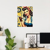 Retro-Mechaniker-Pin-up Poster (Heimbüro)