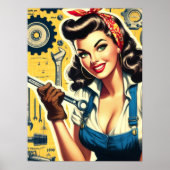 Retro-Mechaniker-Pin-up Poster (Vorne)