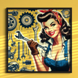 Retro-Mechaniker-Pin-up Poster
