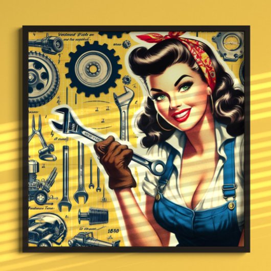 Retro-Mechaniker-Pin-up Poster