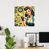 Retro-Mechaniker-Pin-up Poster (Heimbüro)